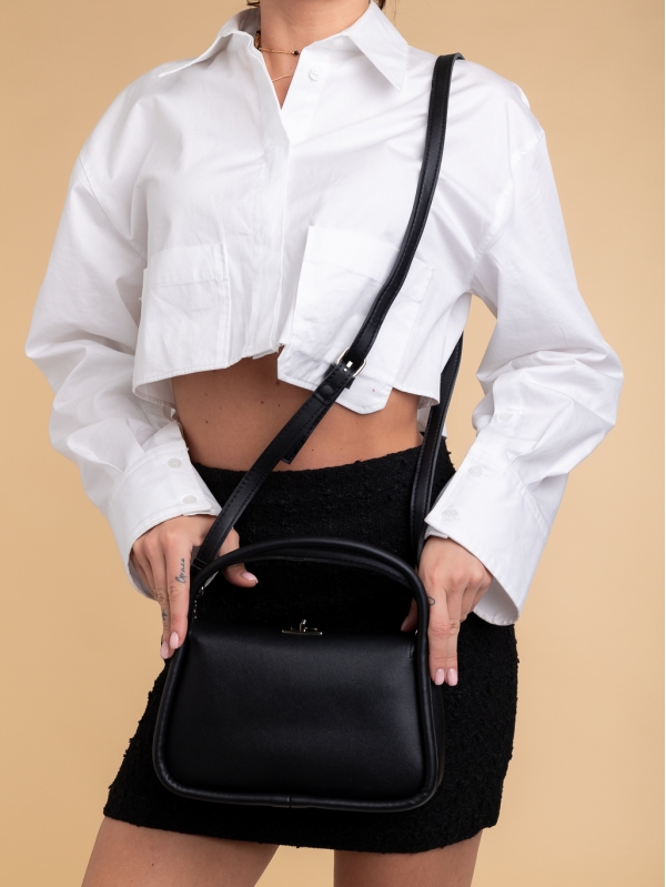 Γυναικεία τσάντα μαύρη από οικολογικό δέρμα Melaina - Kalapod.gr