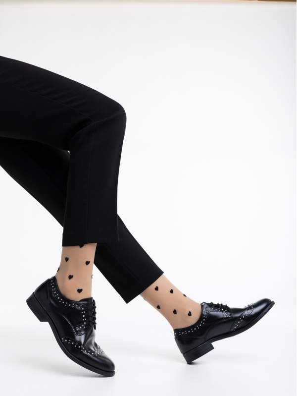 Γυναικεία casual παπούτσια μαύρα από φυσικό δέρμα Adiel, 3 - Kalapod.gr