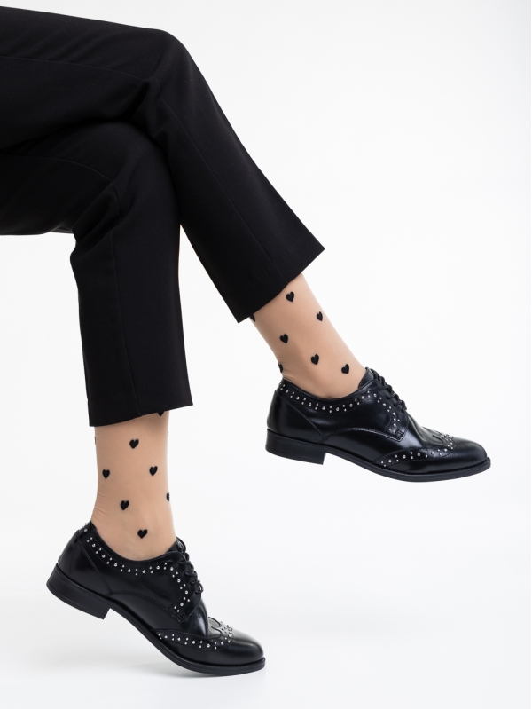 Γυναικεία casual παπούτσια μαύρα από φυσικό δέρμα Adiel, 4 - Kalapod.gr