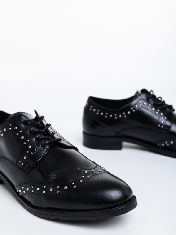 Γυναικεία casual παπούτσια μαύρα από φυσικό δέρμα Adiel, 7 - Kalapod.gr