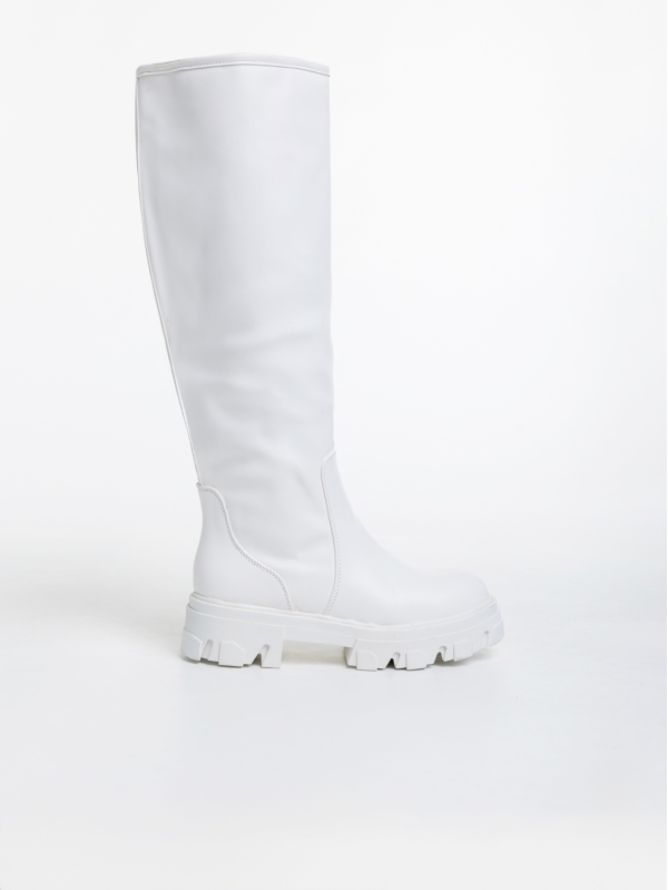Γυναικείες μπότες λευκά από οικολογικό δέρμα  Mukta, 5 - Kalapod.gr