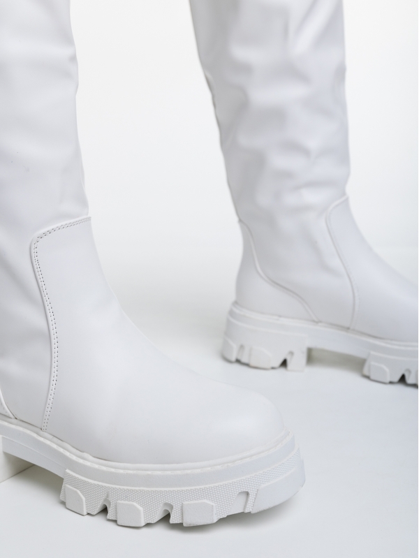 Γυναικείες μπότες λευκά από οικολογικό δέρμα  Mukta, 6 - Kalapod.gr