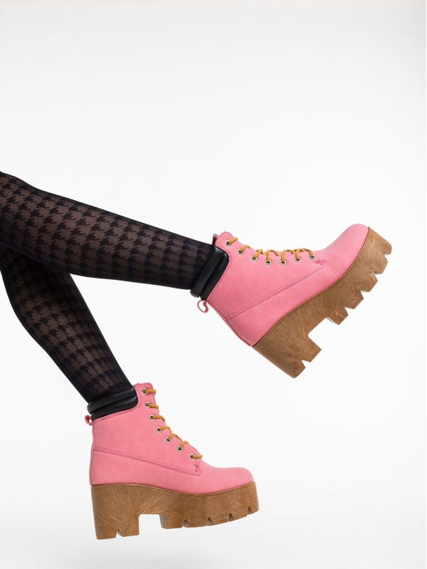 Γυναικεία μπότακια ροζ από οικολογικό δέρμα Sheona, 3 - Kalapod.gr