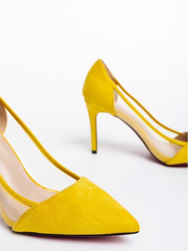 Γυναικεία παπούτσια κίτρινα από ύφασμα Ambar, 6 - Kalapod.gr
