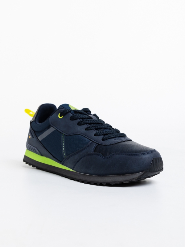 Ανδρικά αθλητικά παπούτσια μπλε από οικολογικό δέρμα και ύφασμα Camillo, 3 - Kalapod.gr