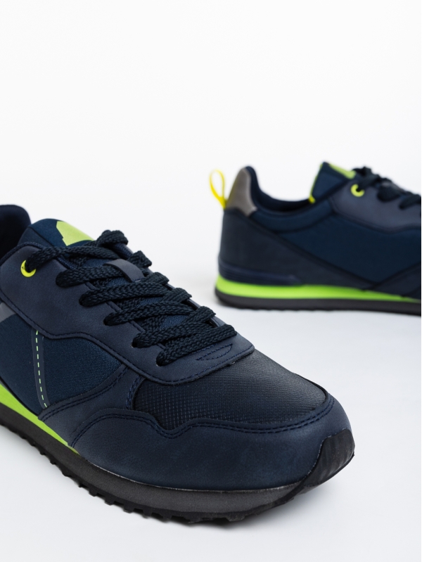 Ανδρικά αθλητικά παπούτσια μπλε από οικολογικό δέρμα και ύφασμα Camillo, 2 - Kalapod.gr