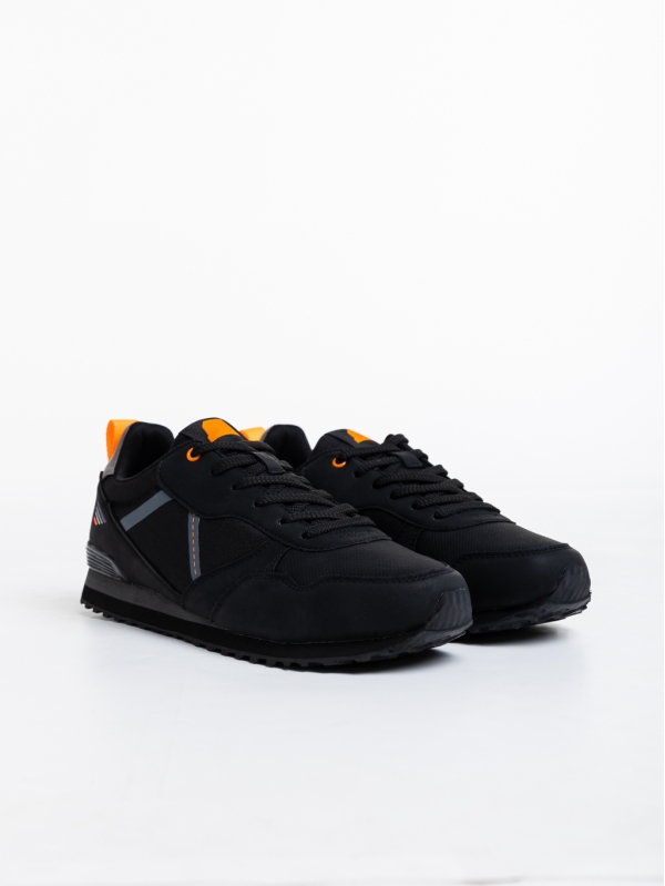 Ανδρικά αθλητικά παπούτσια μαύρα από οικολογικό δέρμα και ύφασμα Camillo, 3 - Kalapod.gr