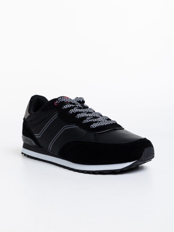 Ανδρικά αθλητικά παπούτσια  μαύρα από ύφασμα  Petros, 2 - Kalapod.gr