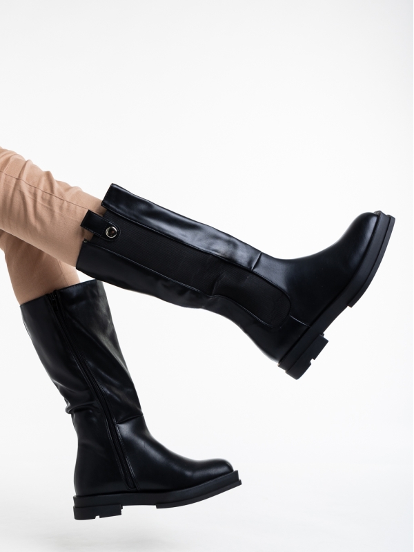 Γυναικείες μπότες μαύρα από οικολογικό δέρμα Nerita, 4 - Kalapod.gr