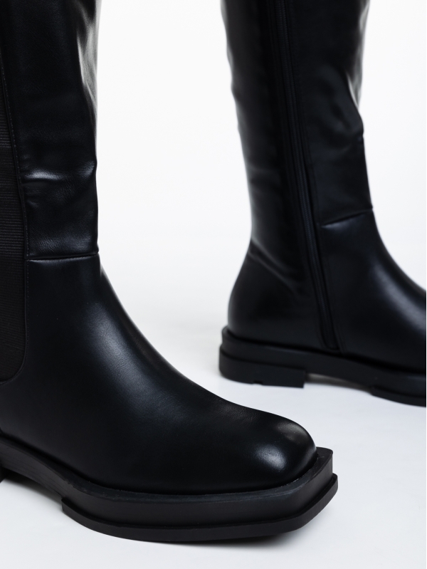 Γυναικείες μπότες μαύρα από οικολογικό δέρμα Nerita, 6 - Kalapod.gr