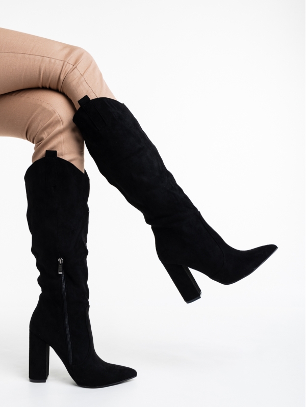 Γυναικείες μπότες μαύρα από ύφασμα Mairead - Kalapod.gr