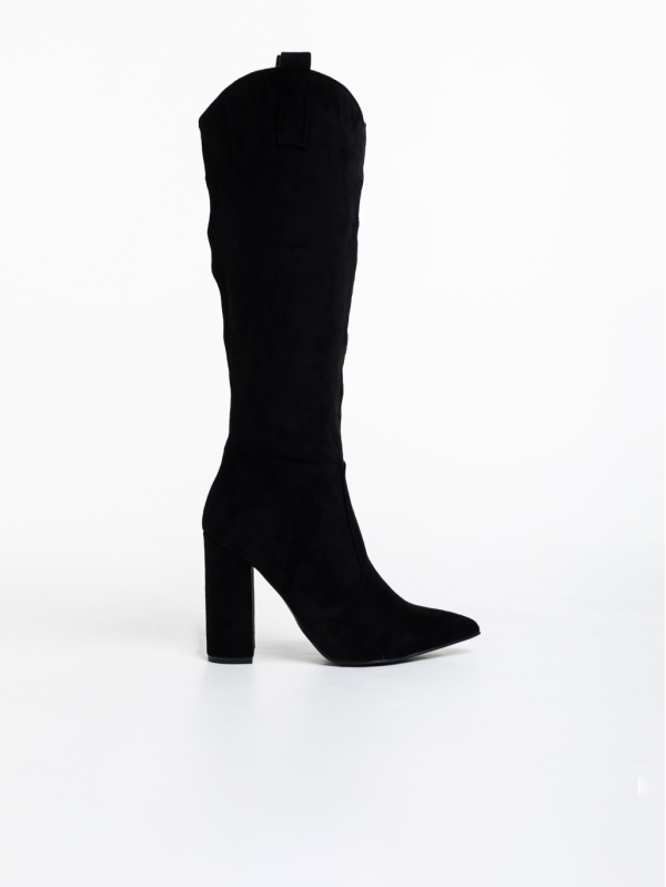 Γυναικείες μπότες μαύρα από ύφασμα Mairead, 5 - Kalapod.gr