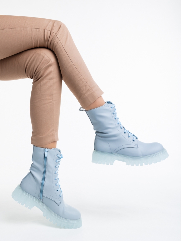 Γυναικεία μπότακια μπλε από οικολογικό δέρμα Maryse - Kalapod.gr