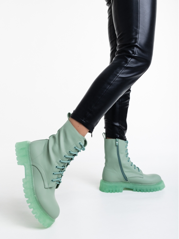 Γυναικεία μπότακια πράσινα από οικολογικό δέρμα Maryse, 3 - Kalapod.gr