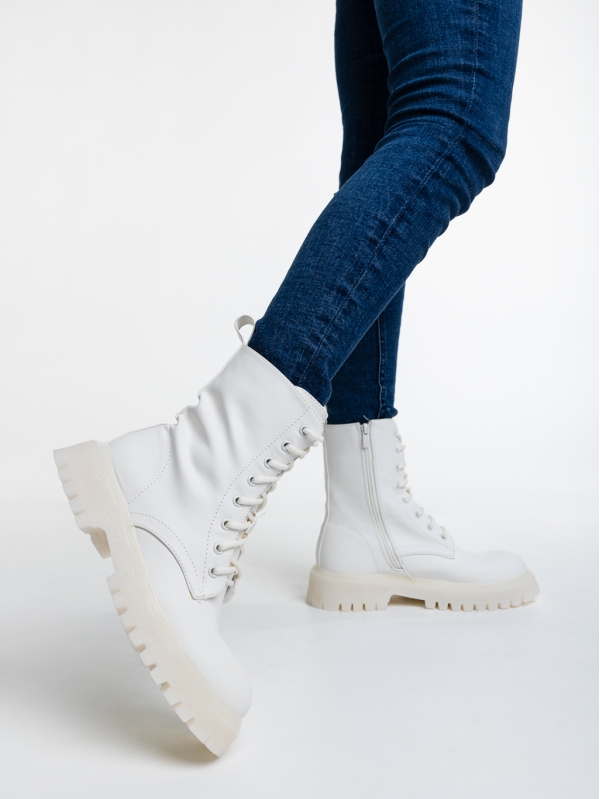 Γυναικεία μπότακια λευκά από οικολογικό δέρμα Maryse, 3 - Kalapod.gr