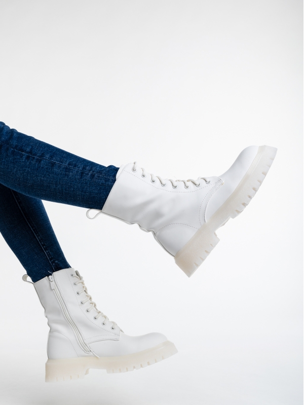 Γυναικεία μπότακια λευκά από οικολογικό δέρμα Maryse - Kalapod.gr