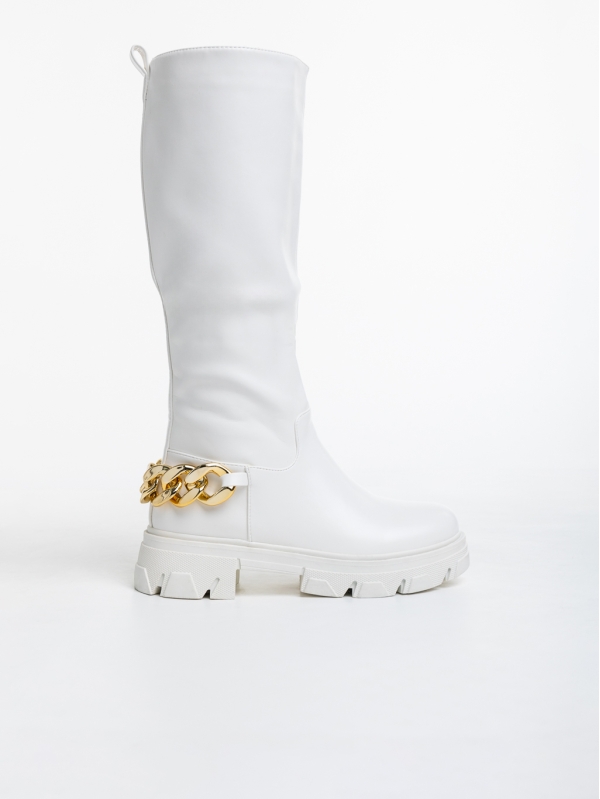 Γυναικείες μπότες λευκά από οικολογικό δέρμα Tisha, 5 - Kalapod.gr