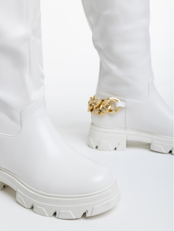 Γυναικείες μπότες λευκά από οικολογικό δέρμα Tisha, 6 - Kalapod.gr