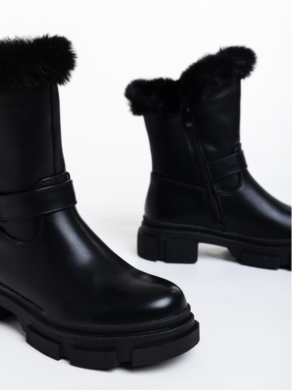 Γυναικείες μπότες μαύρα από οικολογικό δέρμα Sherilyn, 6 - Kalapod.gr