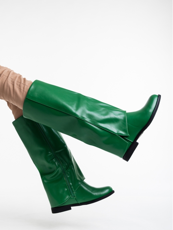 Γυναικείες μπότες πράσινα από οικολογικό δέρμα Daire, 4 - Kalapod.gr