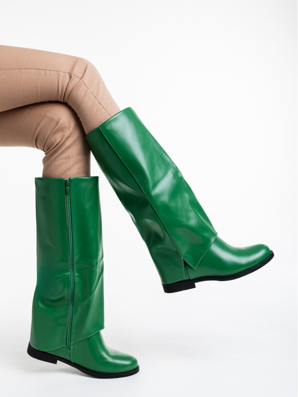 Γυναικείες μπότες πράσινα από οικολογικό δέρμα Daire - Kalapod.gr