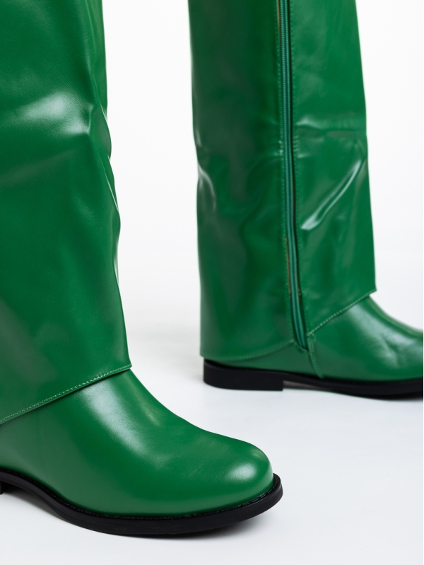 Γυναικείες μπότες πράσινα από οικολογικό δέρμα Daire, 6 - Kalapod.gr