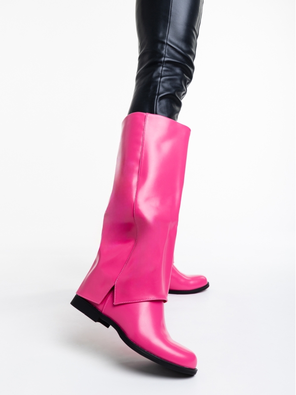 Γυναικείες μπότες ροζ από οικολογικό δέρμα Daire, 2 - Kalapod.gr