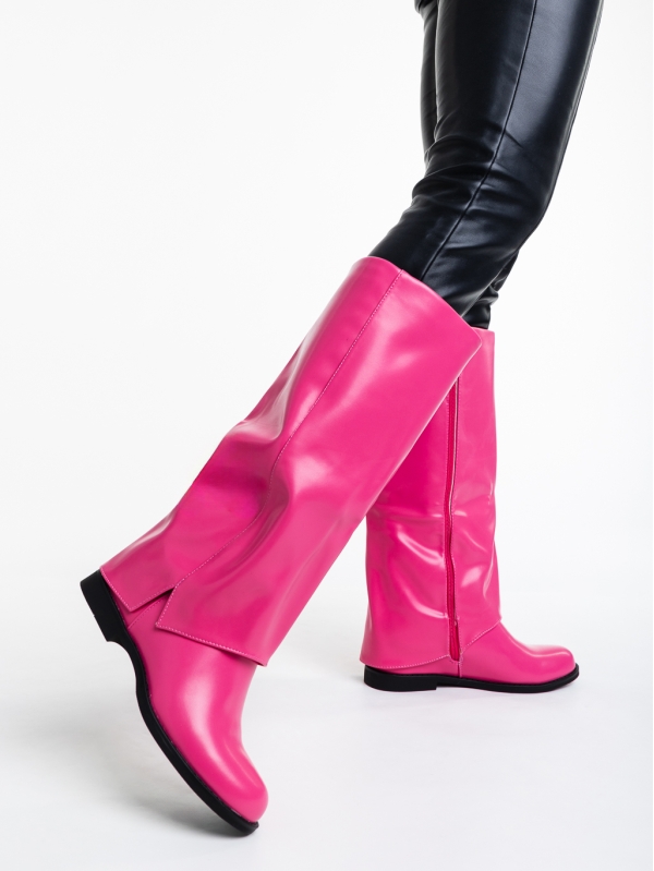 Γυναικείες μπότες ροζ από οικολογικό δέρμα Daire, 3 - Kalapod.gr