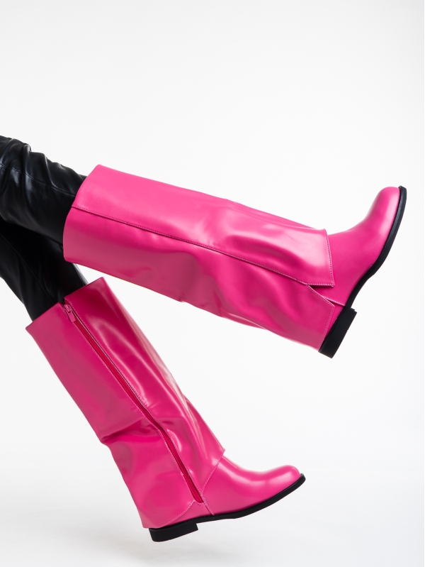 Γυναικείες μπότες ροζ από οικολογικό δέρμα Daire, 4 - Kalapod.gr