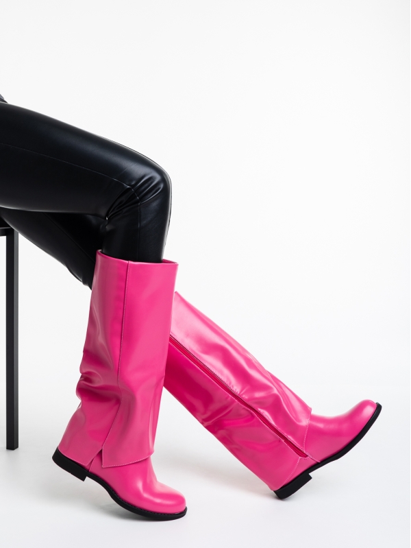 Γυναικείες μπότες ροζ από οικολογικό δέρμα Daire - Kalapod.gr