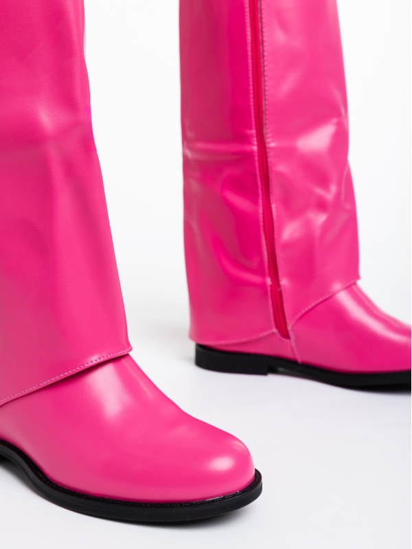 Γυναικείες μπότες ροζ από οικολογικό δέρμα Daire, 6 - Kalapod.gr