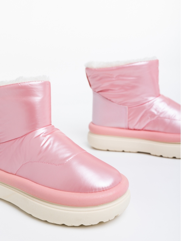 Γυναικείες μπότες ροζ από οικολογικό δέρμα και ύφασμα Leola, 6 - Kalapod.gr