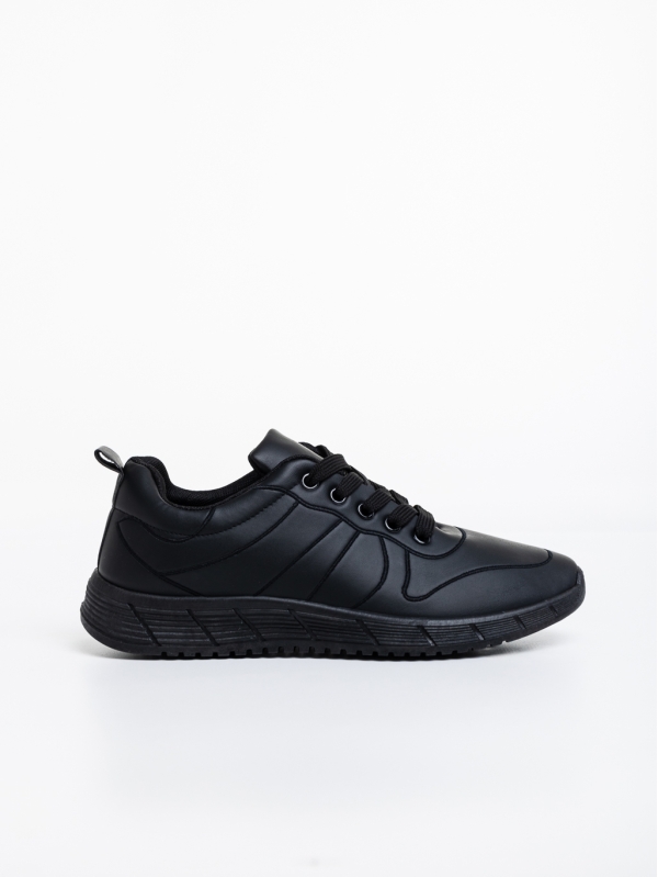 Ανδρικά αθλητικά παπούτσια μαύρα από οικολογικό δέρμα Kemit, 2 - Kalapod.gr