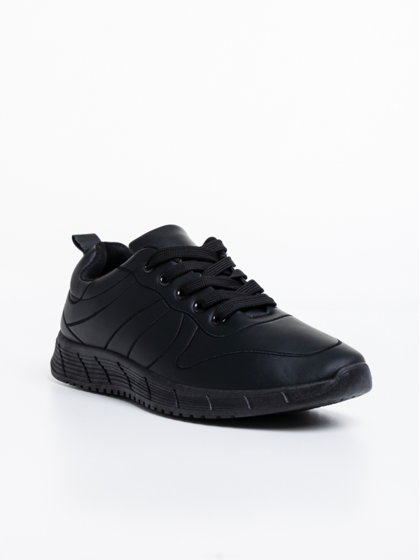 Ανδρικά αθλητικά παπούτσια μαύρα από οικολογικό δέρμα Kemit - Kalapod.gr