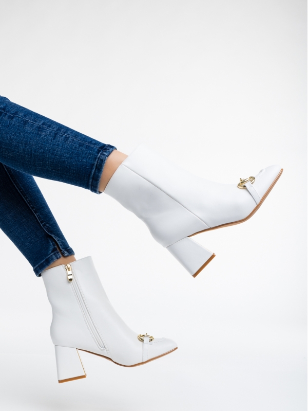 Γυναικείες μπότες λευκά από οικολογικό δέρμα  Aliah, 4 - Kalapod.gr