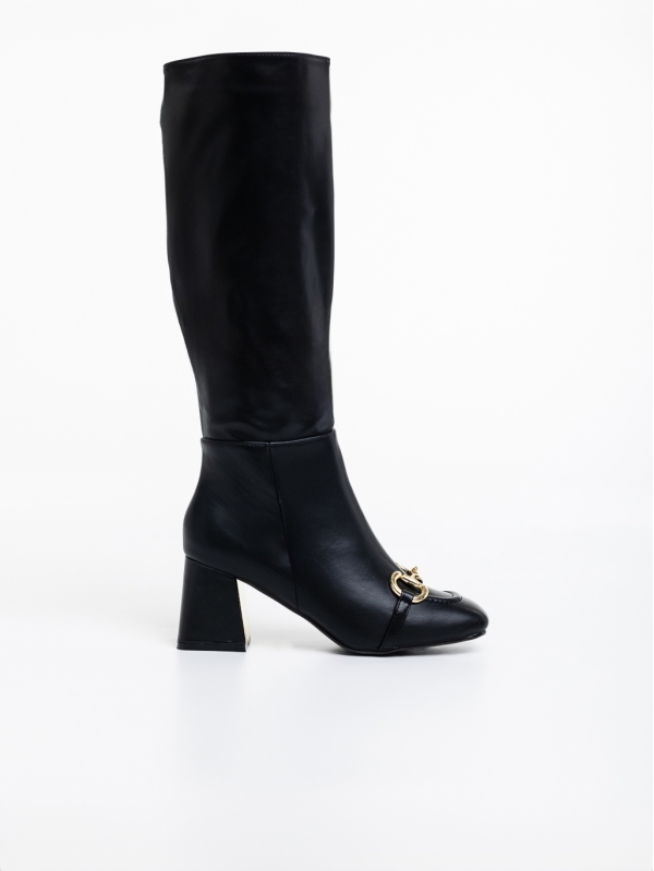 Γυναικείες μπότες μαύρα από οικολογικό δέρμα  Karlee, 5 - Kalapod.gr