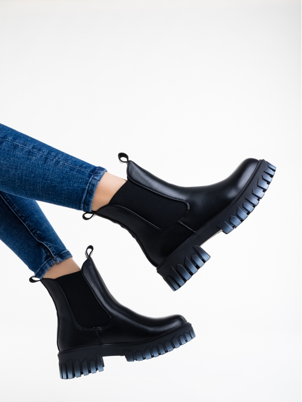Γυναικεία μπότακια μαύρα από οικολογικό δέρμα  Coretta, 4 - Kalapod.gr