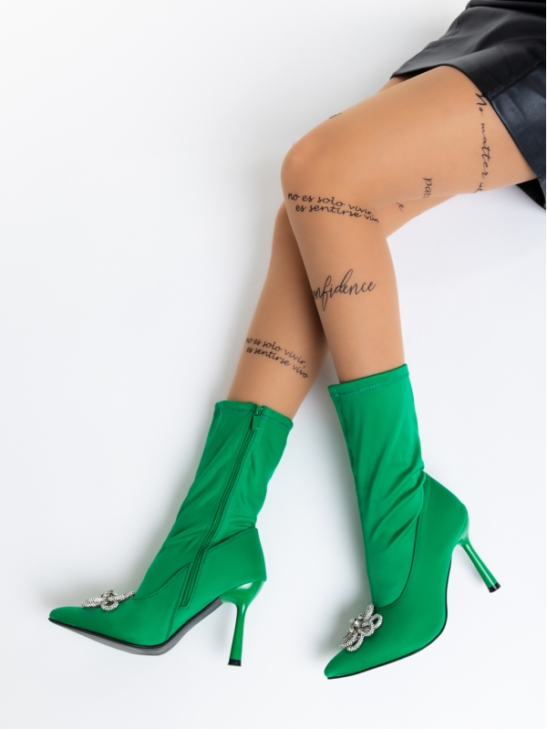 Γυναικεία μπότινια πράσινα από ύφασμα Taniel - Kalapod.gr