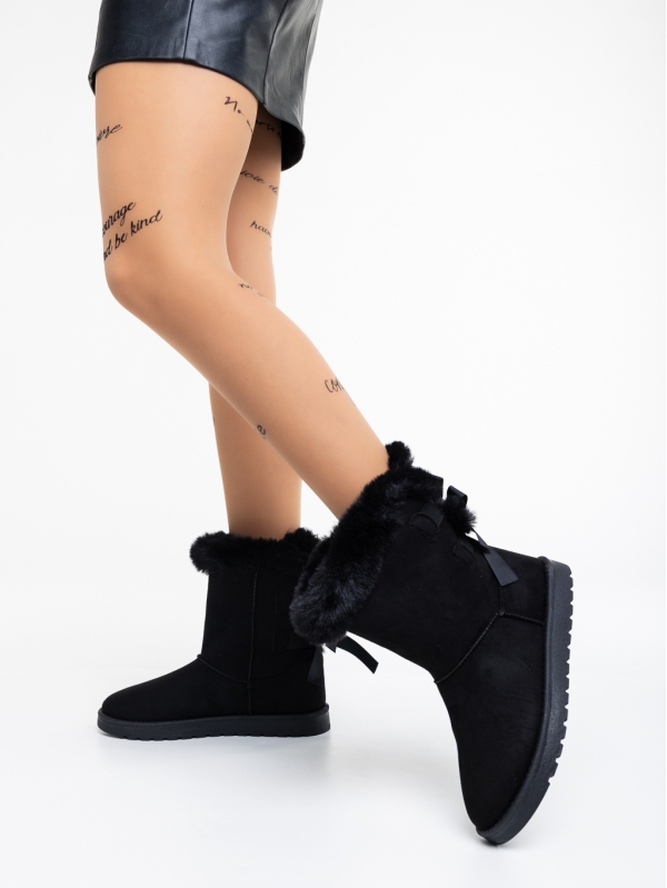 Γυναικείες μπότες μαύρα από ύφασμα Taryn, 3 - Kalapod.gr
