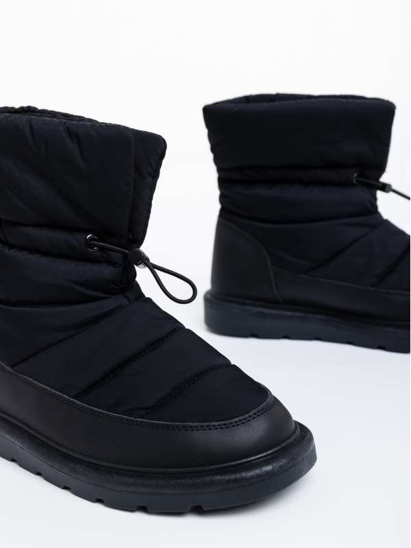 Γυναικείες μπότες μαύρα από οικολογικό δέρμα και ύφασμα Bahar, 6 - Kalapod.gr