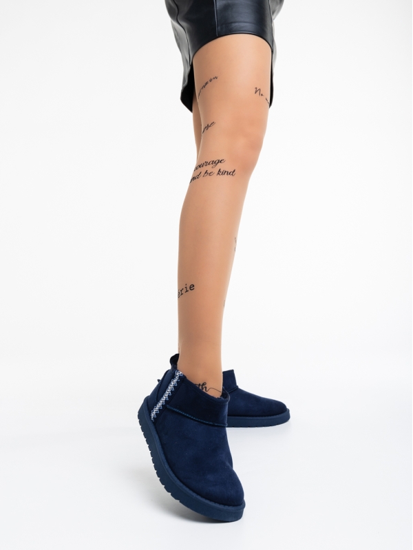 Γυναικείες μπότες μπλε από ύφασμα Aloani, 2 - Kalapod.gr