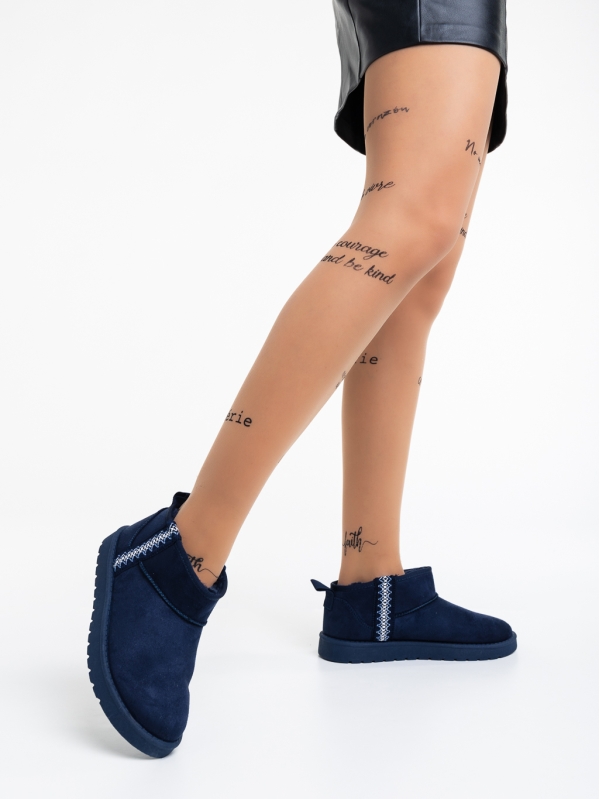 Γυναικείες μπότες μπλε από ύφασμα Aloani, 3 - Kalapod.gr