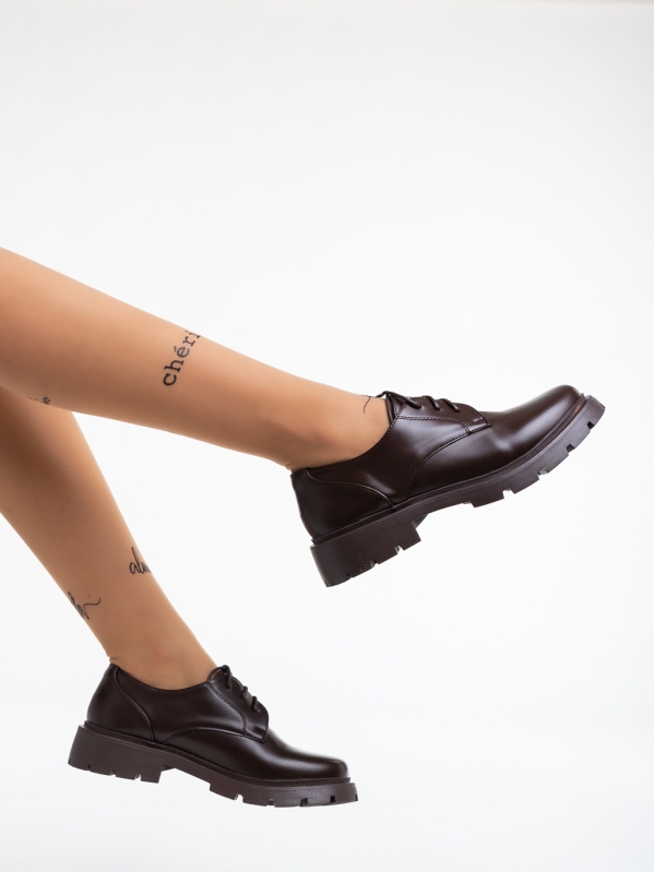 Γυναικεία casual παπούτσια καφέ από οικολογικό δέρμα Zeolia, 3 - Kalapod.gr