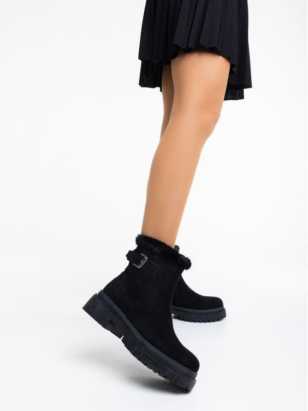 Γυναικείες μπότες μαύρα από ύφασμα Christena, 2 - Kalapod.gr