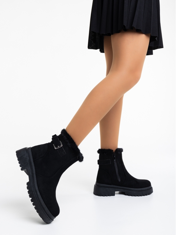 Γυναικείες μπότες μαύρα από ύφασμα Christena, 3 - Kalapod.gr