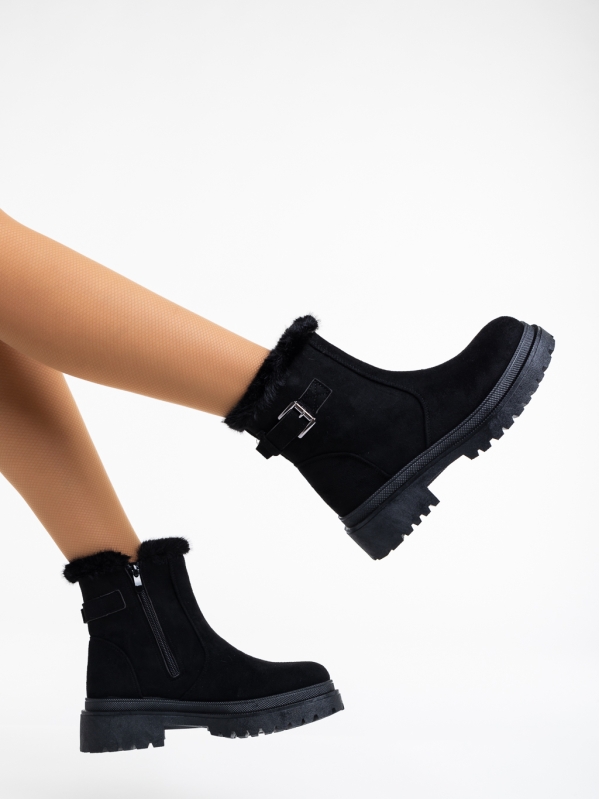 Γυναικείες μπότες μαύρα από ύφασμα Christena, 4 - Kalapod.gr