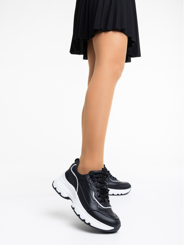 Γυναικεία αθλητικά παπούτσια μαύρα από οικολογικό δέρμα Madra, 2 - Kalapod.gr