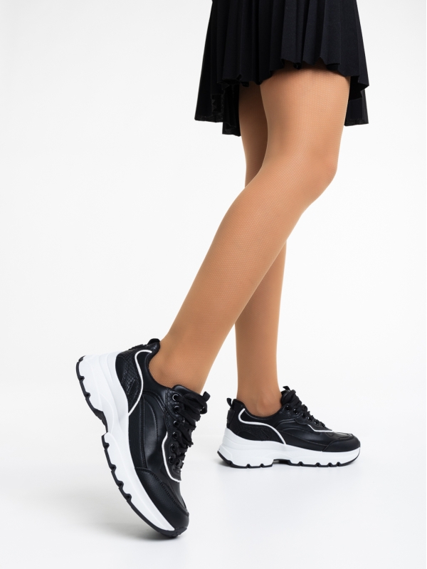 Γυναικεία αθλητικά παπούτσια μαύρα από οικολογικό δέρμα Madra, 3 - Kalapod.gr