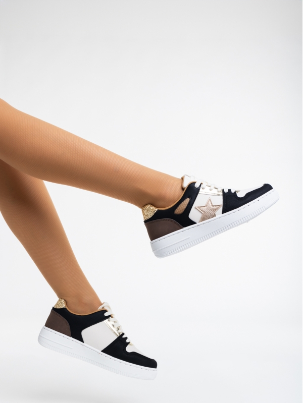 Γυναικεία αθλητικά παπούτσια μαύρα από οικολογικό δέρμα Adamina - Kalapod.gr