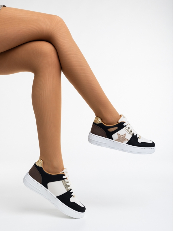 Γυναικεία αθλητικά παπούτσια μαύρα από οικολογικό δέρμα Adamina, 4 - Kalapod.gr